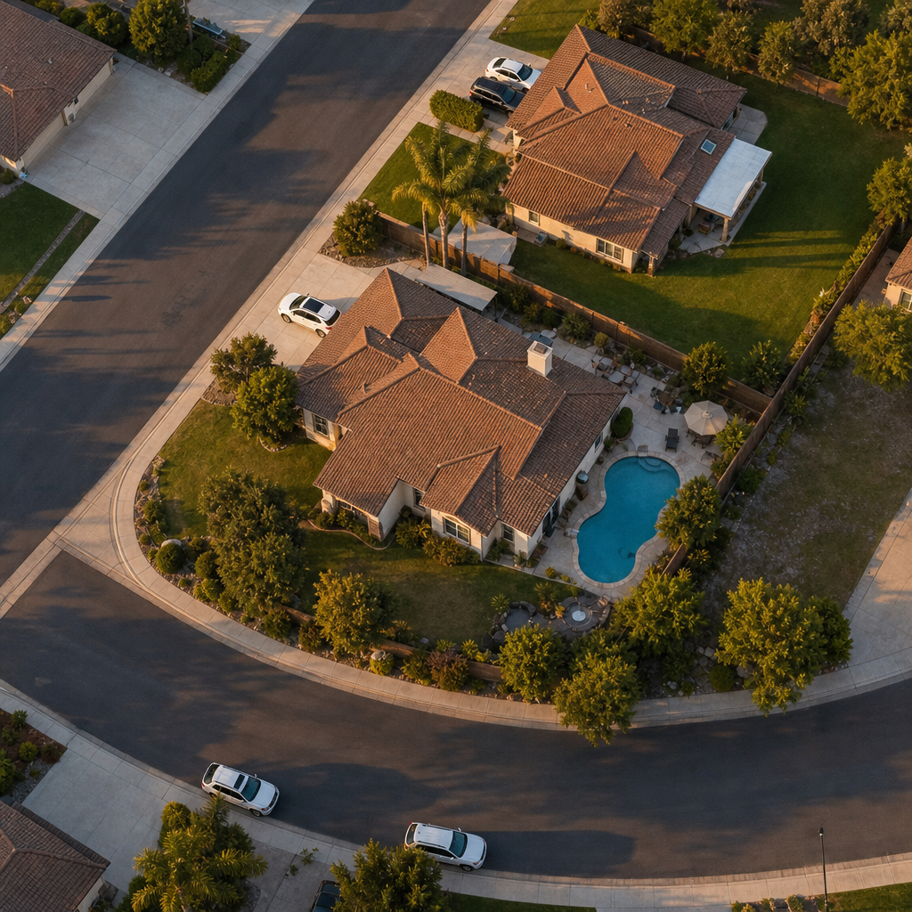 Direct-mail postcard concept 5: photorealistic pool render for a contractor mailer campaign