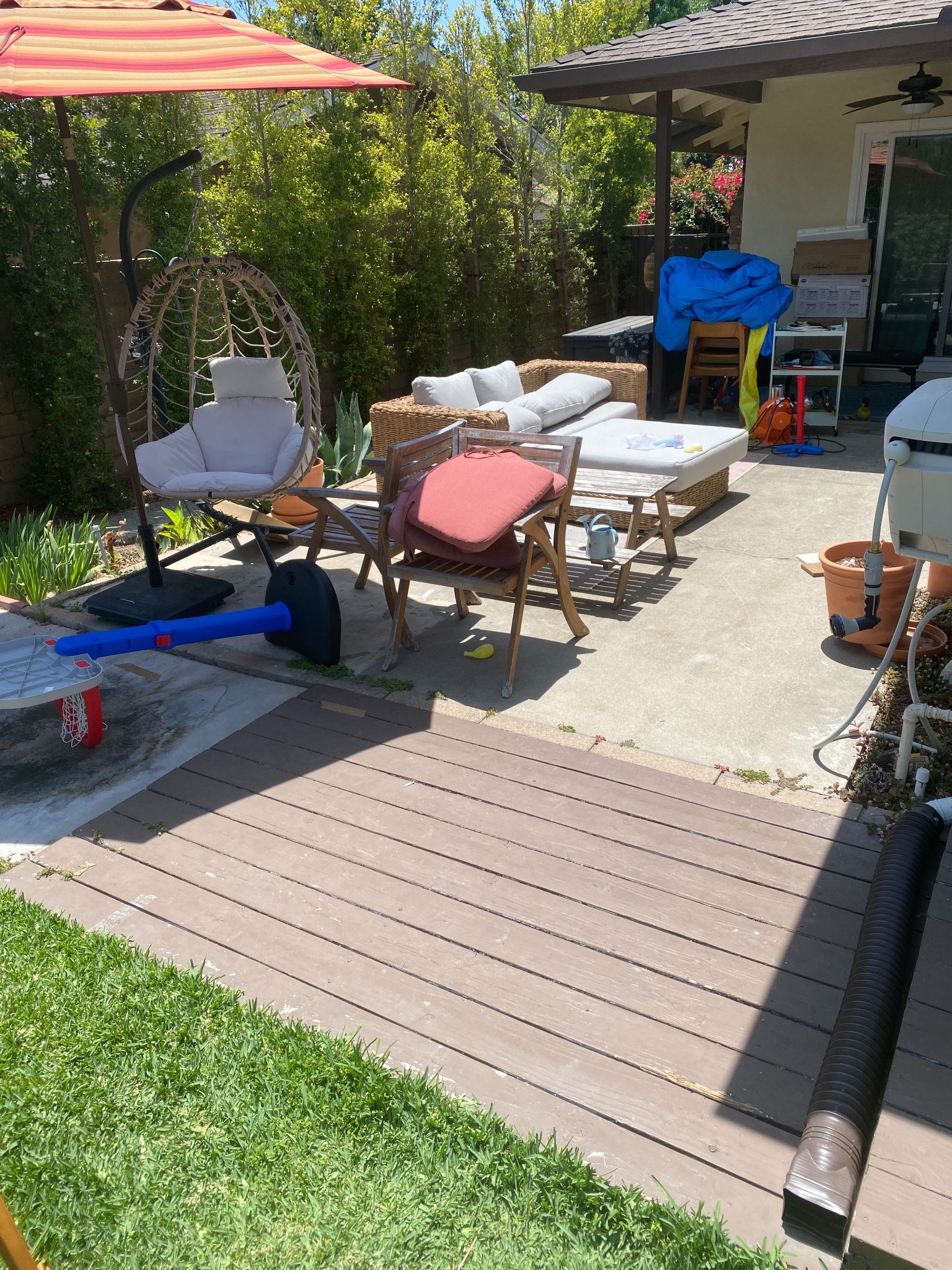 The Monrovia, CA patio area before the render