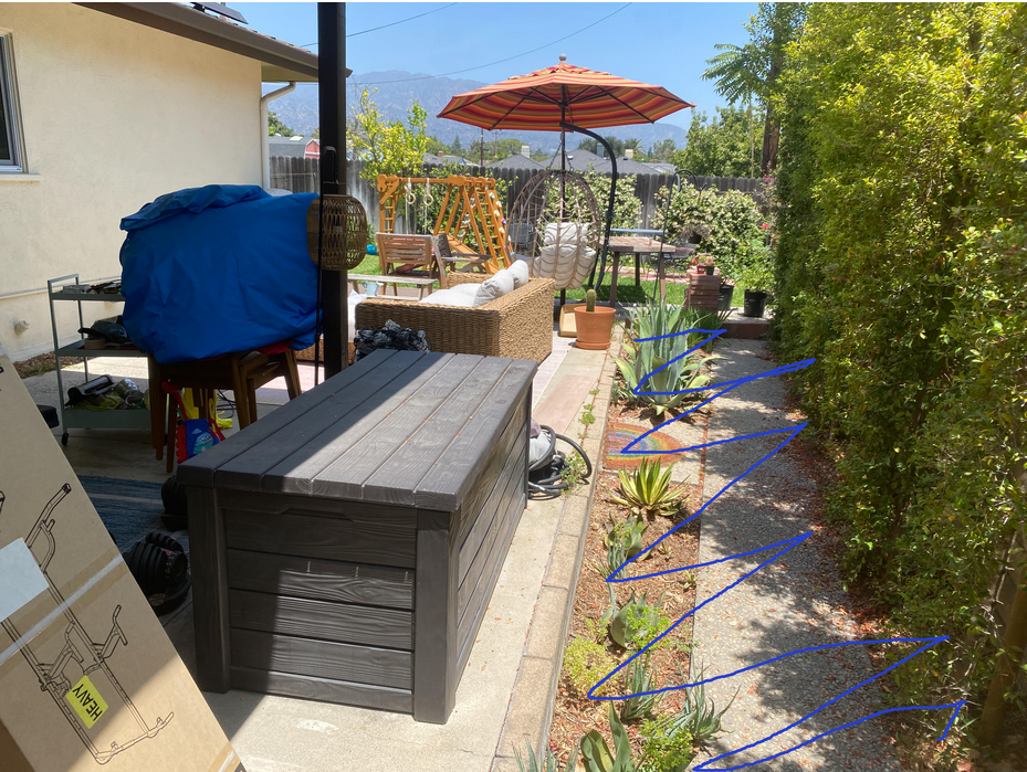 The Monrovia, CA side yard before the render